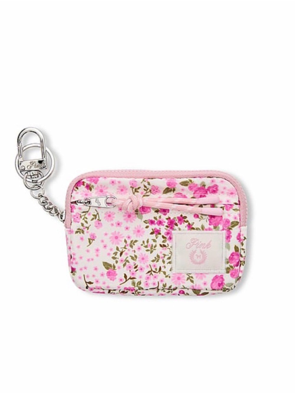 NWT PINK Victoria's Secret Pink Floral Card Holder and Micro Dog Keychain Bundle